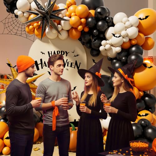 Halloween Balloon Arch Kit with Orange, Black, White Balloons & Accessories