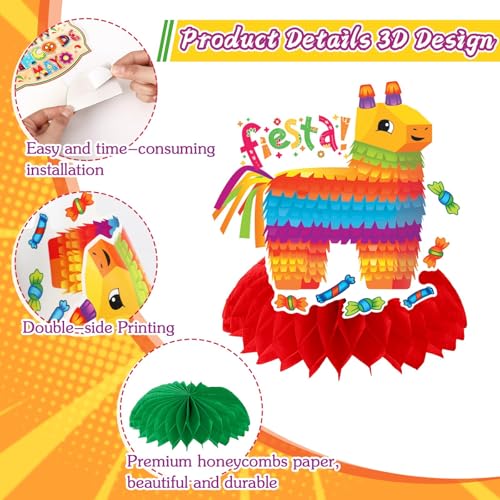 Cinco De Mayo Honeycomb Centerpieces Set of 8 Fiesta Table Decor - Bright & Reusable