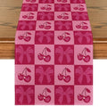 Cherry Bowknot Table Runner 13x60 Inch Pink Red Valentine Home Decor