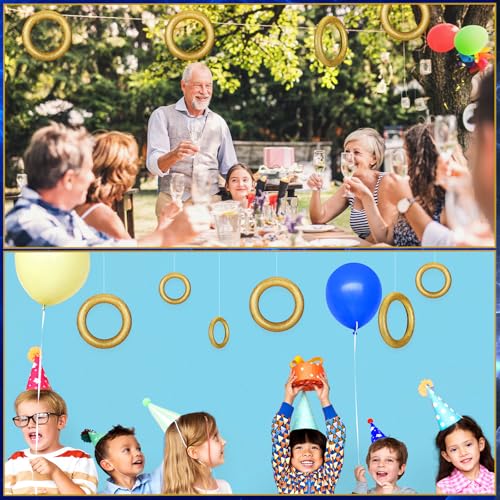 Gold Ring Party Decorations Set - 6 Glitter Foam Circles for Birthday Baby Shower Wedding - Variation 6