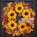 Sunflower Fall Wreath for Front Door - 24 Inch with Red Variation