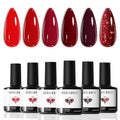 Gel Nail Polish Set Glitter Sparkle 6 Colors - Modelones A1 Classic Red Variation