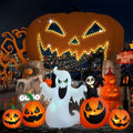 8ft Ghost Pumpkins Standing in a Row Halloween Inflatable Yard Decoration with LED Lights