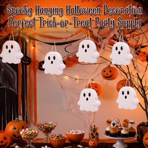 Mini Halloween Ghost Piñata Set - 6 Party Favors, Decorations, Kids