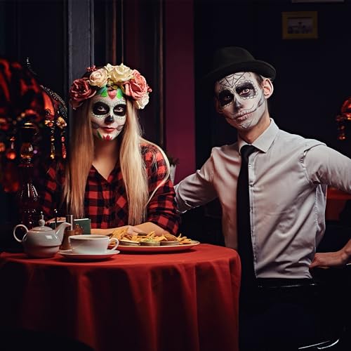 Halloween Makeup Palette with 3 Colors - Face & Body Paint, White Black Green, Includes Brush