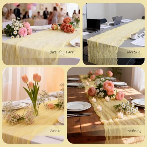 Yellow Cheesecloth Table Runner - 10Ft Rustic Boho Wedding & Holiday Decor