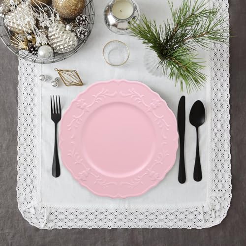 Pink Charger Plates Set - 13 Inch Dinnerware for Weddings & Parties - Variation Pink HB