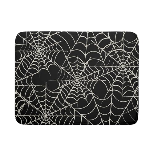 Halloween Dish Drying Mat 18x24 Inch Spider Web Black Kitchen Counter Protector Reversible Absorbent Microfiber