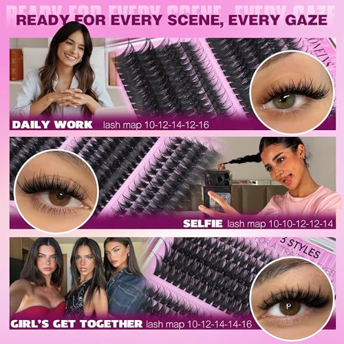 Wispy Lash Clusters C - Spiky Eyelash Extensions 10-16mm 3 Styles - DIY False Eyelash Clusters