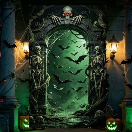 Halloween Door Banner Set - Skeleton & Spooky Gauze Decorations for Front Door