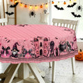 Elegant Pink Halloween Round Tablecloth 60 Inch Waterproof Spooky Decorations