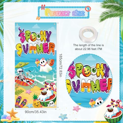 Halloween Door Banner with Tropical & Spooky Design - 72x35 Inches
