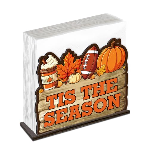 Fall Pumpkin Napkin Holder - Rustic Wood Tis The Season Decoration (Variation C)