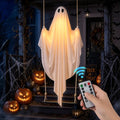 5FT Outdoor Hanging Ghost Swing with LED Lights, Adjustable & Timer