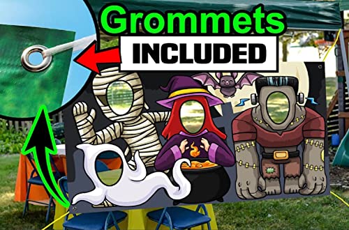 Halloween Ghouls and Ghost Hole Face Banner for Party Photo Booths - Indoor Outdoor Decor