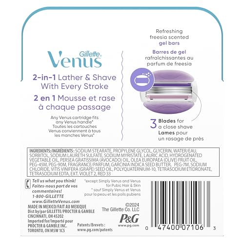 Gillette Venus ComfortGlide Freesia Women's Razor Refills, 4 Refills