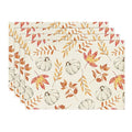 Maple Leaf Pumpkins Fall Placemats Set of 4 - 12 x 18 Inch Beige & Orange