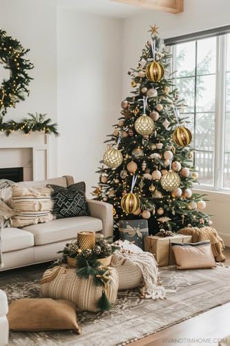 Briful Copper Extra Large Christmas Ornaments Set - 6 Inch Holiday Tree Decor, 2PCS