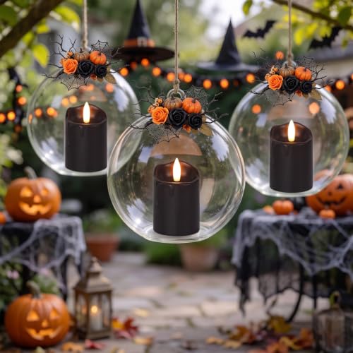 Black Flameless Votive Candles with Remote Timer - 400+ Hour Runtime, Real Wax, 6-Pack