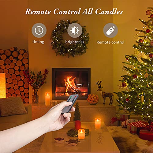 Flameless Flickering Candles Set with Remote Control - Pumpkin Color, 4, 5, 6 Inch