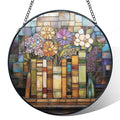 Wildflower Stained Glass Window Hanging - Book-B Variation, 7.9in Sun Catcher for Windows & Walls