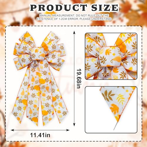 Large Fall Maple Leaf Bow for Wreaths - Style 7: Leaf Bow - Farmhouse Thanksgiving Decor