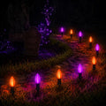 Halloween Pathway Lights 10-Pack Purple & Orange C9 LED Stakes - Outdoor Yard Decor