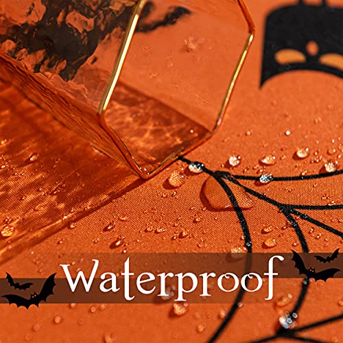 Halloween Haunted House Rectangular Waterproof Tablecloth 60 x 120 Inches - Orange