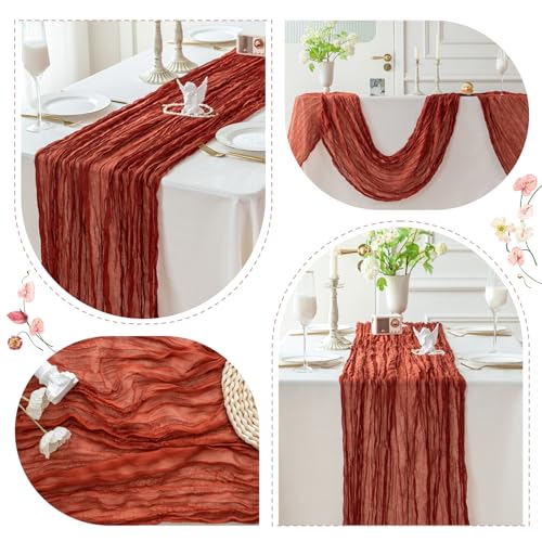 Terracotta Cheesecloth Table Runner 10ft Rustic Wedding Party Home Decor - 1pc
