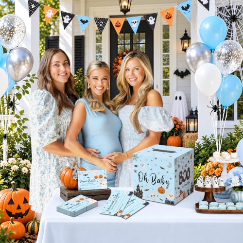 Halloween Baby Shower Diaper Raffle Tickets & Box Set - Little Boo Theme