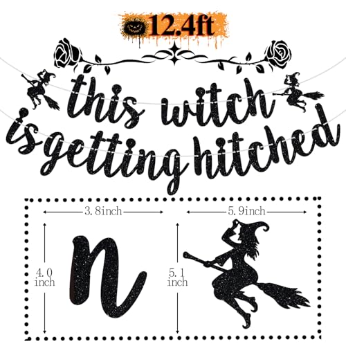 Halloween Bachelorette Banner - Witch is Getting Hitched Glitter Party Decor