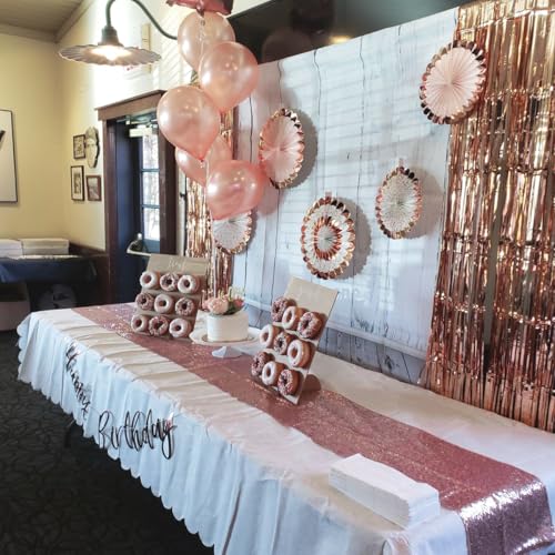 Pink Sequin Table Runner 12x72 Inch - Glitter Party Decor for Weddings & Events - 6 Pack - Pink