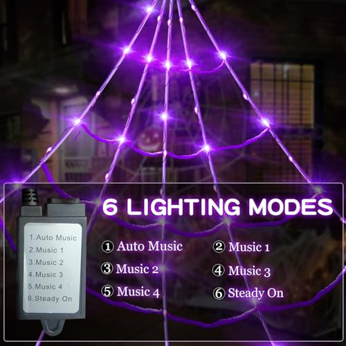 Halloween Spider Web Lights with Motion Sensor and Sound – 20x17 ft Waterproof Outdoor Decor