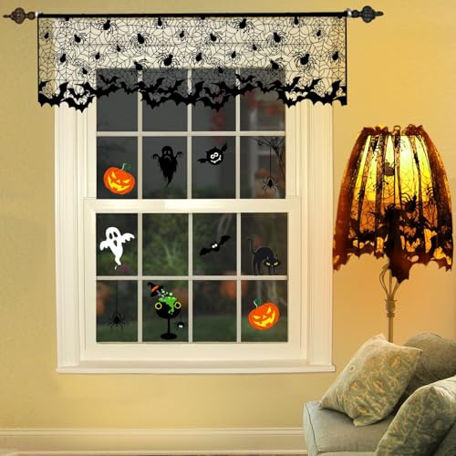 Halloween Lamp Shade Cover Set - Black Spider Web Decorations, 5 Pieces, Large 20x60 Inches - Indoor Outdoor Haunted House Decor - Variation 5