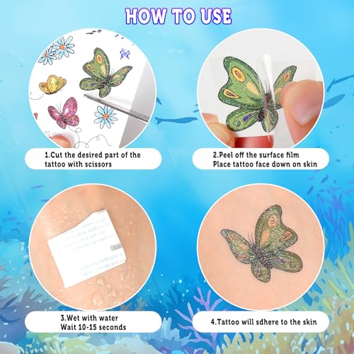 Kids Glitter Temporary Tattoos - Mixed Theme 30 Sheets, Waterproof & Safe