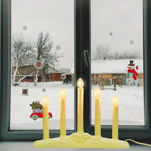 Ivory 5 Light Electric Window Candles Christmas Candle Lights with Spare Bulb