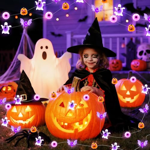 Halloween String Lights Ghost Variation - 16ft 50 LED Outdoor Decor