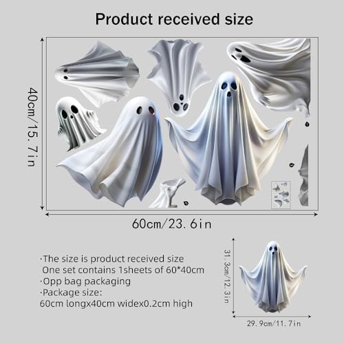 Halloween Ghost Window Clings - Double Sided White Ghosts for Home School Office Decor - Style-2