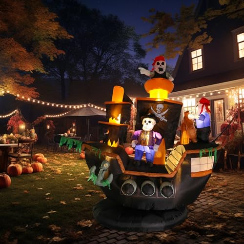 Giant 7FT Pirate Ship Halloween Inflatable Outdoor Decor - Vigdur