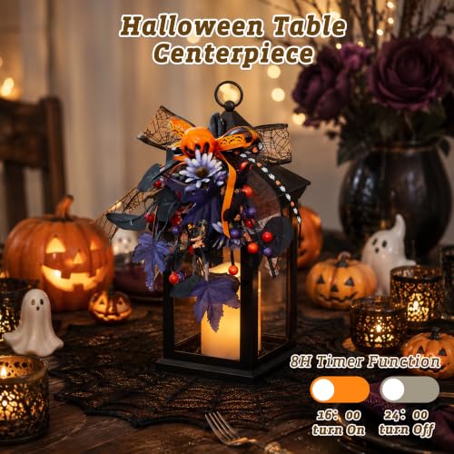 Halloween Decorative Candle Lanterns with Timer - 14 Inch Black Pack of 1 - Indoor Outdoor Decor
