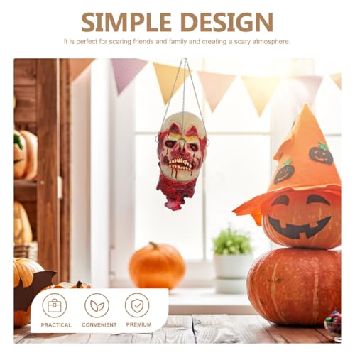 Realistic Hanging Severed Zombie Head Prop for Halloween Decorations