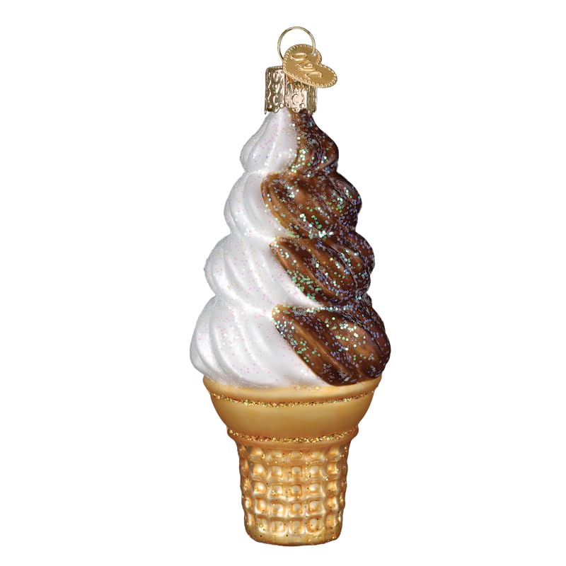 Christmas Glass Soft Serve Ice Cream Ornament - Chocolate & Vanilla Swirl