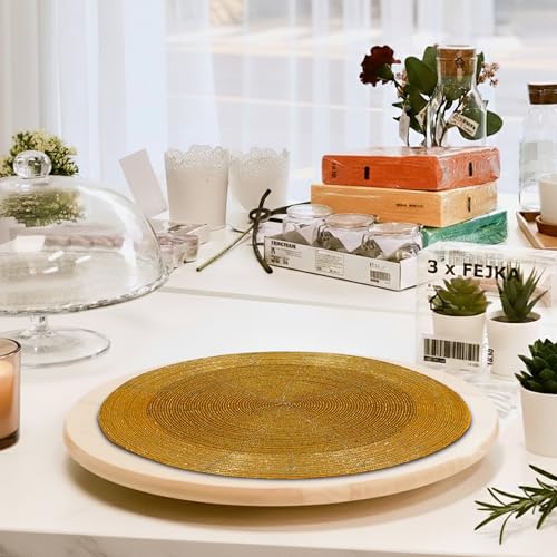Lightnpro Handmade Beaded Placemats Set of 4 - 13 Inch Mustard Rustic Table Decor