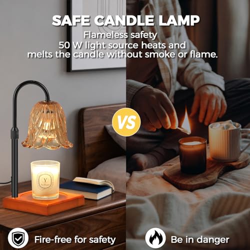 GODONLIF Flower Candle Warmer Lamp with Timer - Black Electric Scent Warmer
