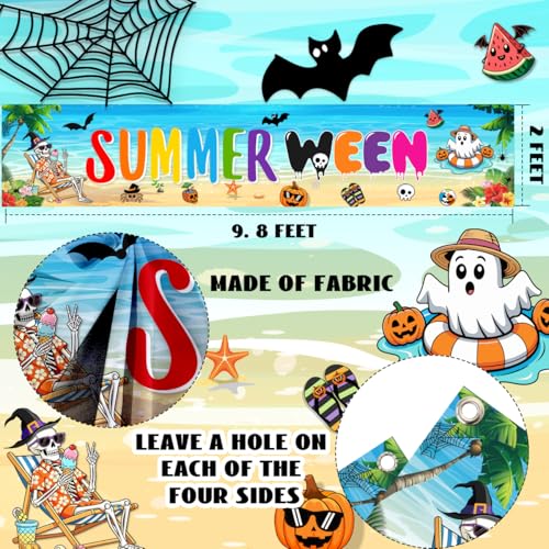 Summerween Party Banner Outdoor Halloween Decor 9.8x2ft for Garden Pool Beach