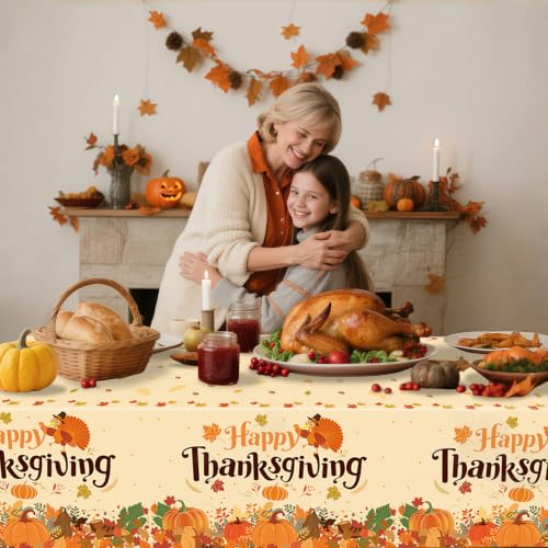 Thanksgiving Tablecloths, 3 Pack 54 x 108 Inch Plastic Table Covers - Thanksgiving-2