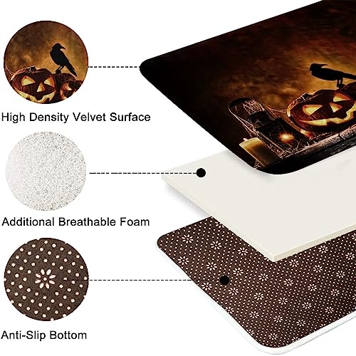Halloween Pumpkin Bath Rug Set of 2 - Microfiber Non-Slip Bathroom Mats