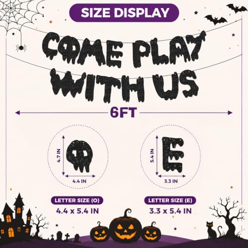 Halloween Banner - 6Ft Spooky “Come Play With Us” Decor for Haunted House & Party