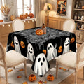 Halloween Square Tablecloth 60x60 Inch Fabric Spider Web Ghost Black - Variation of THIS listing