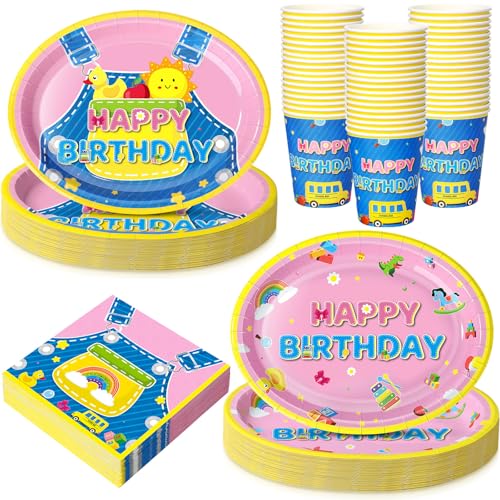 Vesici 150 Pcs Cartoon Teacher Birthday Party Supplies Set - Serves 50 - Birthday